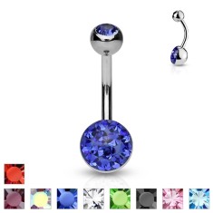 Piercing pentru burta din o?el 316L - zirconiu cu smal? transparent, diverse culori de zirconiu - Culoare zirconiu piercing: Albastru - B foto