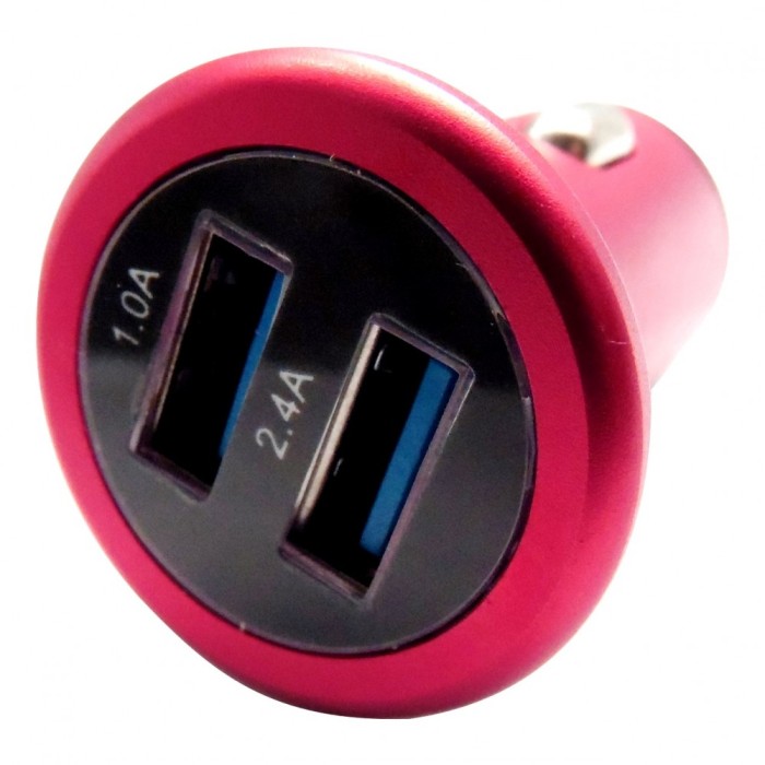 Incarcator auto dual USB 2.4A rosu