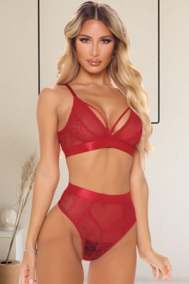 M790-3 Set 2 piese lenjerie sexy din dantela si plasa fina foto