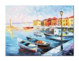 Cumpara ieftin Tablou 3D pictat manual, Mic port, 80x60cm ulei pe panza de in, gata de expus pe perete