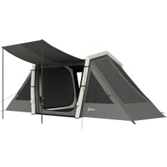 Outsunny Cort Gonflabil de Camping 4 Persoane Blackout Cort cu Aer 5,8m Lungime 2 Dormitoare și Zonă de Zi 580x270x202cm Gri &Icirc;nchis | Aosom Romania
