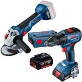 Bosch GWS 18V-10 + GSR 18V-50 - Polizor unghiular 125 mm + Masina de gaurit si insurubat cu 2 acumulatori Li-Ion 18 V 5 Ah 50 Nm valiza speciala