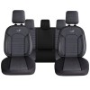 Set Huse Scaune Auto pentru Nissan Qashqai - Panda Belek, material textil cu piele ecologica, cu fermoare pentru bancheta rabatabila, gri cu negru, 11