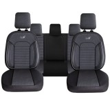 Set Huse Scaune Auto pentru Volkswagen Fox - Panda Belek, material textil cu piele ecologica, cu fermoare pentru bancheta rabatabila, gri cu negru, 11