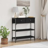 VidaXL Masă consolă, stejar negru, 72,5x25x75 cm lemn prelucrat &amp; oțel