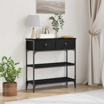 vidaXL Masă de Consolă cu sertar Stejar negru 72.5 x 25 x 75 cm foto