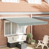 Marchiză Retractabilă Automatică vidaXL Verde și Alb 350x250 cm