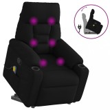 VidaXL Fotoliu rabatabil de masaj, cu ridicare, negru, material textil