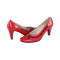 Pantofi cu toc dama piele naturala - Salamandra Design rosu - Marimea 38