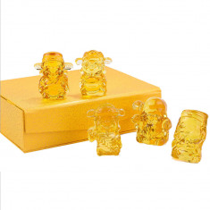 Set statuete Buddha FuLuShouXiCai cele 5 binecuvantari ale familiei, amulete pentru noroc si prosperitate in casa, cristal Citrin galben, cutie cadou foto