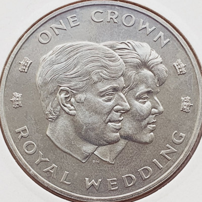 3100 Turks &amp;amp; Caicos 1 Crown 1986 Elizabeth II (Royal Wedding) km 60 UNC foto