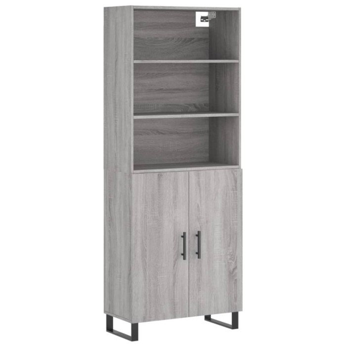 Dulap inalt, gri sonoma, 69,5x34x180 cm, lemn compozit