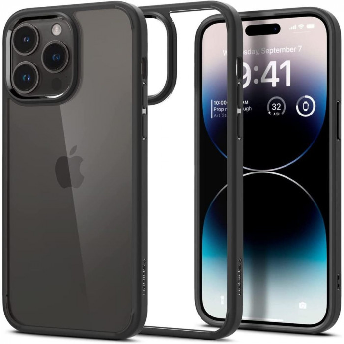 Husa Spigen Ultra Hybrid pentru Apple iPhone 14 Pro Max Negru Mat