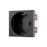Priza Schuko modulara Luxion 2M, negru, standard italian