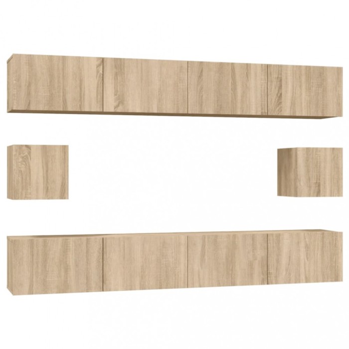 Set dulap TV, 6 piese, stejar sonoma, lemn prelucrat
