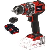 Einhell TE-CD 18/50 Li-i BL PXC + Twinpack + 4514095 - Masina de gaurit si insurubat cu percutie 50 Nm + Set 2 acumulatori si incarcator Li-Ion 18 V 4