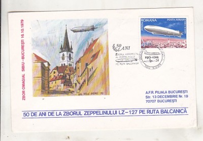 bnk fil Plic zbor omagial Bucuresti Sibiu 1979 - Zeppelin LZ-127 foto