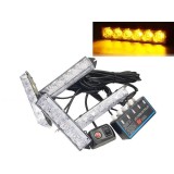 4 x 6 Led 12v Lumina Stroboscopica de Avertizare 20 Moduri Galben