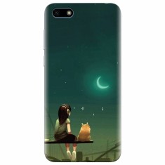 Husa silicon pentru Huawei Y5 Prime 2018, Cat And Girl