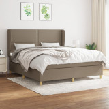 Cumpara ieftin Pat box spring cu saltea, gri taupe, 160x200 cm material textil