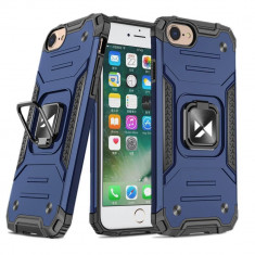 Husa Compatibila iPhone SE 2020 / iPhone 8 / iPhone 7, Ring Armor Case Kickstand, Wozinsky, Albastru foto
