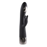 Vibrator Rabbit Heat Up&amp;Chill, Silicon, USB, Negru, 24.1 cm