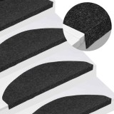 vidaXL Covorașe scară autoadezive 30 buc Negru 65x22,5x3,5 cm