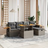 Set mobilier gradina cu perne, 6 piese, gri, poliratan GartenMobel Dekor, vidaXL