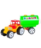 Tractor Jucarie pentru Copii cu Remorca si Cisterna, Plastic, Dimensiuni 50 x 17 x 24 cm, Recomandat Peste 3 Ani