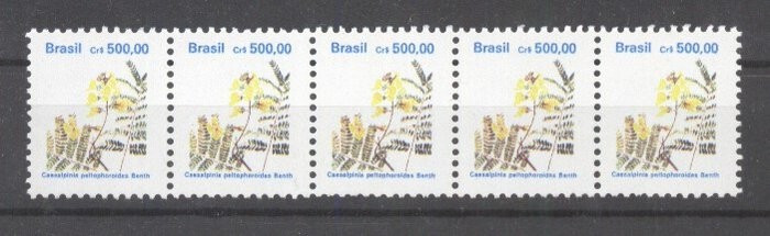 Brazil 1991 Flowers x 5 500Cr MNH DA.043
