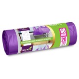 Saci menajeri Luxia 60L cu manere 20 buc/rola HD-LD mov