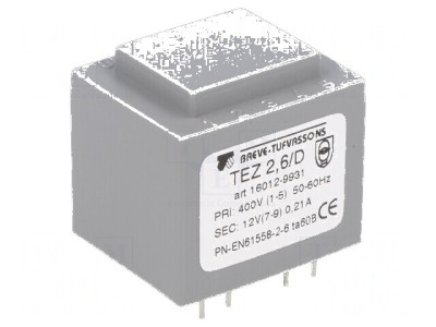 Transformator &amp;icirc;ncapsulat 2,5VA 400VAC 12V 208,3mA PCB IP00 foto