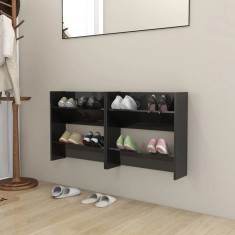 vidaXL Pantofare de perete, 2 buc., negru extralucios, 60x18x60 cm PAL