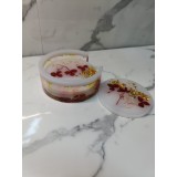 Set 4 suporturi pahare handmade, rășină cu flori presate și foiță aurie