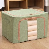 Cutie de Depozitare Pliabila, Flippy, 24 L, din Bumbac si In, 40x30x20 cm, Fereastra Frontala, 2 Usi de Acces cu Fermoar Bidirectional, Cadru Metalic,