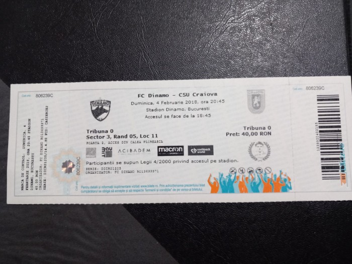 Bilet Dinamo - CSU Craiova