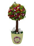 Aranjament floral personalizabil, mediu 38 cm, tip copacel pomisor cu licheni naturali stabilizati si flori criogenate si uscate in vas ceramic cu tex, Eventissimi&reg;