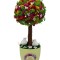 Aranjament floral personalizabil, mediu 38 cm, tip copacel pomisor cu licheni naturali stabilizati si flori criogenate si uscate in vas ceramic cu tex