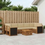 vidaXL Set de canapele de exterior cu pernă 8 pcs Natural și Bej 3384134