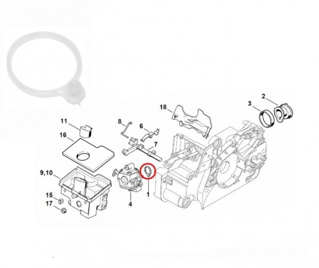 Saiba carburator drujba compatibila Stihl 017, 018, MS170, MS180 (buc)