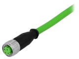 Conector: M12 mufă PIN: 4 mamă cod D-Ethernet 5m - Cablu de rețea Ethernet M12 4 pini, lungime 5m
