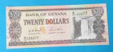 Bancnota Africa Guyana 20 Dollars - serie B155077 - UNC - Superba