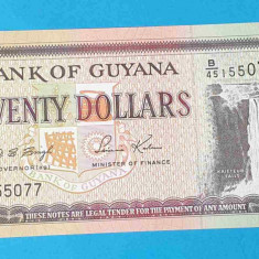 Bancnota Africa Guyana 20 Dollars - serie B155077 - UNC - Superba