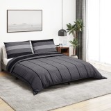 Set husă pilotă + față de pernă vidaXL, gri &icirc;nchis, 135x200 + 80x80 cm, bumbac 100%, moale, Standard 100 OEKO-TEX