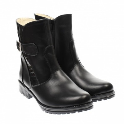 OFERTA marimea 35, 40, 41- Ghete dama din piele naturala, cu fermoar, imblanite, Negru LMVS51CR foto