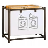 Raft pentru baie cu cos de rufe, un strat, cadru de otel inoxidabil, 57x28x57 cm, negru, Oem