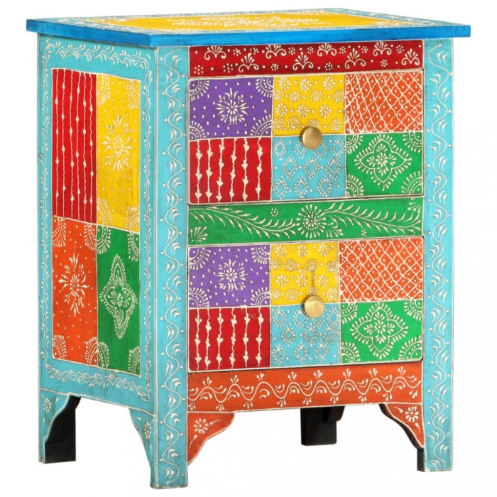 vidaXL Noptieră pictată manual 40 x 30 x 50 cm, lemn masiv de mango 286157