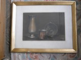 Cumpara ieftin M.Taflan &quot;Natura statica&quot; pastel,1988,rama,paspartu,sticla,40x50cm.