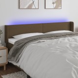 VidaXL Tăblie de pat cu LED, maro &icirc;nchis, 203x16x78/88 cm, textil
