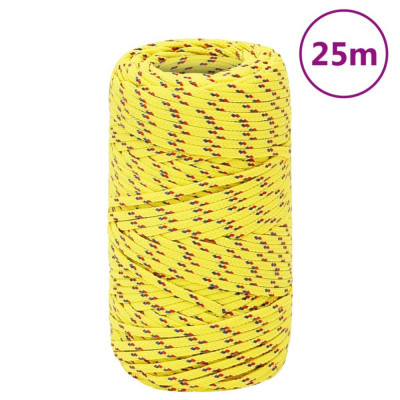 Fr&amp;acirc;nghie de barcă, galben, 2 mm, 25 m, polipropilenă foto